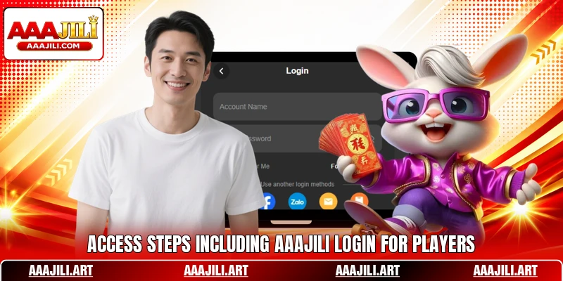 Access steps including AAAJILI login for players
