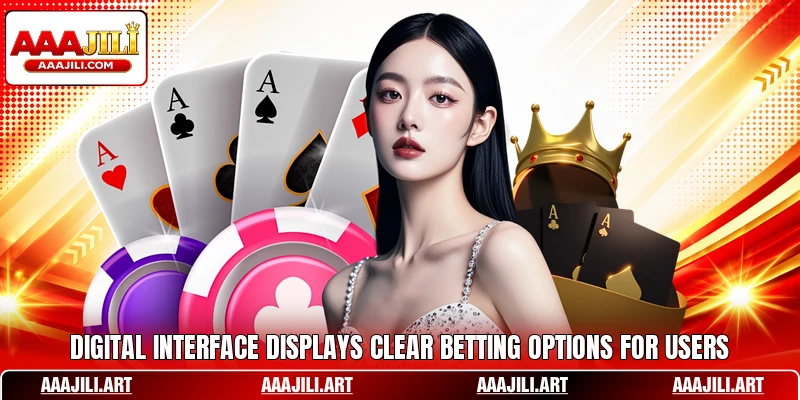 Digital interface displays clear betting options for users