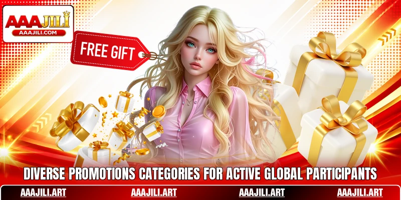 Diverse promotions categories for active global participants